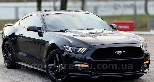 Аренда авто Ford Mustang GT 2.3 черный кабриолет с водителем. Прокат кабриолета Форд Мустанг GT 2.3 без водителя в Киеве