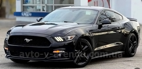 Аренда авто Ford Mustang GT 2.3 черный кабриолет с водителем. Прокат кабриолета Форд Мустанг GT 2.3 без водителя в Киеве