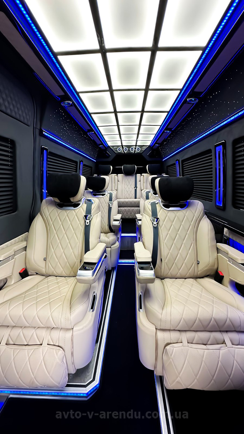 Аренда микроавтобуса Mercedes-Benz Sprinter VIP+ 2025 черный на 8 мест с водителем в Киеве