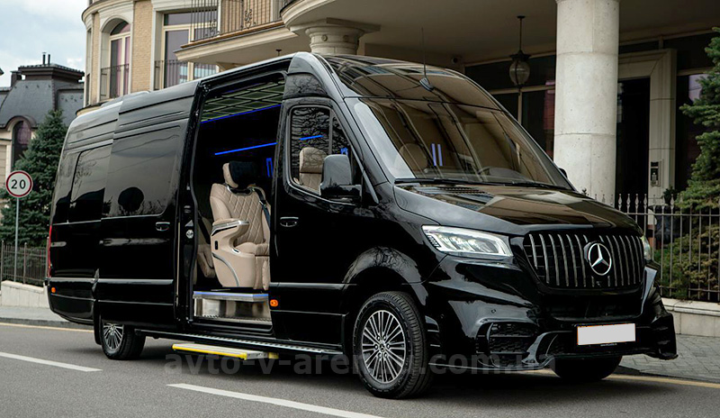Аренда микроавтобуса Mercedes-Benz Sprinter VIP+ 2025 черный на 8 мест с водителем в Киеве