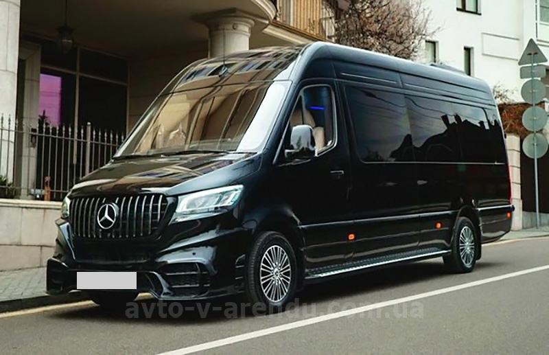 Аренда микроавтобуса Mercedes-Benz Sprinter VIP+ 2025 черный на 8 мест с водителем в Киеве