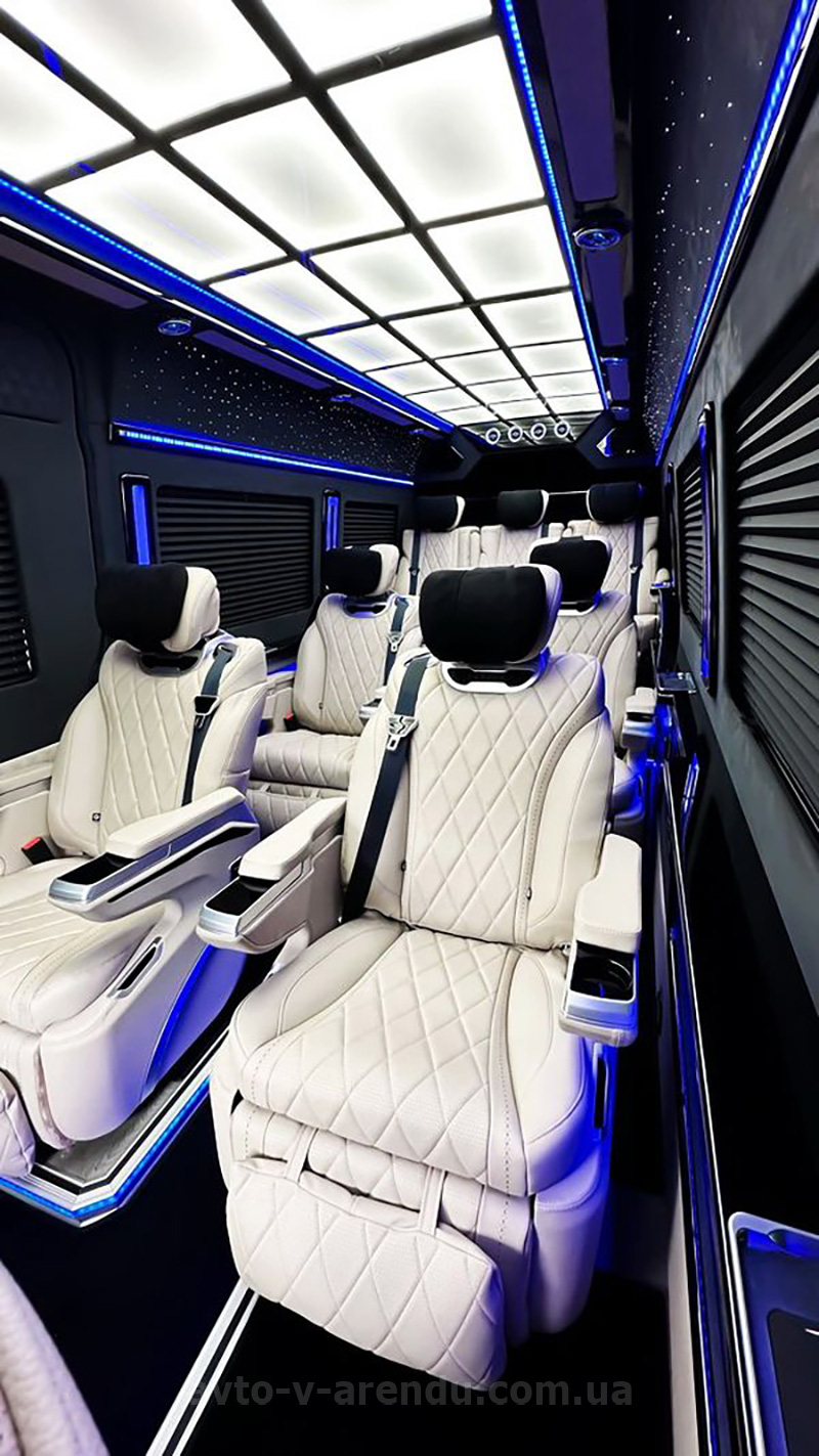Аренда микроавтобуса Mercedes-Benz Sprinter VIP+ 2025 черный на 8 мест с водителем в Киеве