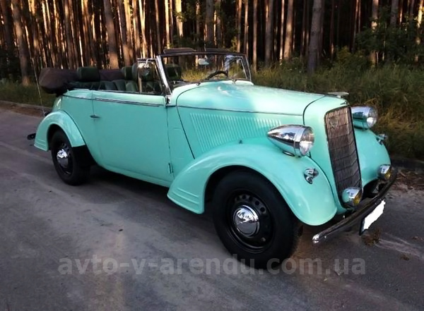 Аренда ретро авто Opel cabriolet бирюзовый с водителем в Киеве