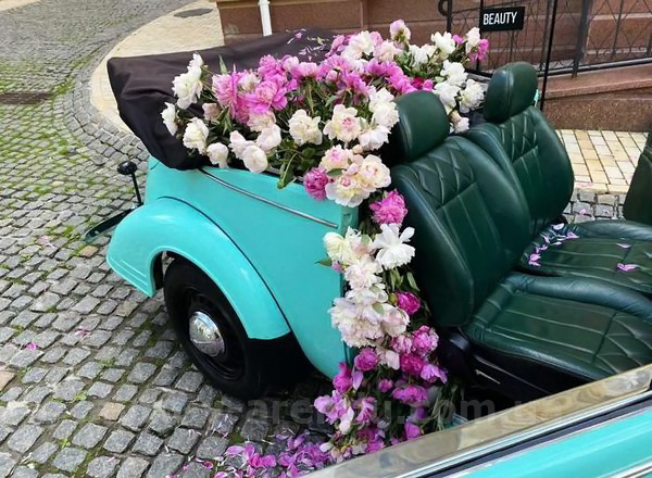 Аренда ретро авто Opel cabriolet бирюзовый с водителем в Киеве